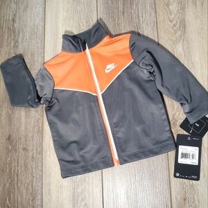 Nike baby's full zip gray & orange warm up athletic sweat jacket Size 12M